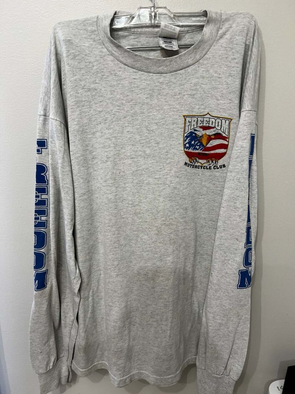 Vintage 90s Fruit of the Loom Freedom Motorcycle Club Miami Long Sleeve XL